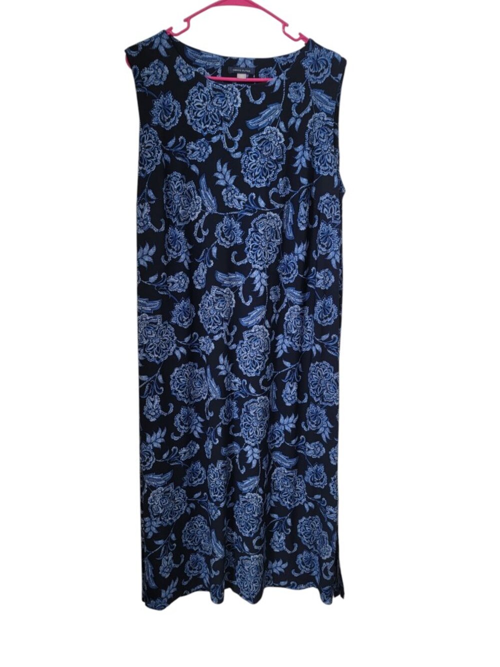 Tommy Hilfiger Size 20W Navy Blue Floral Pattern Sleeveless Shift Dress